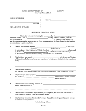 Adult Name Change Forms Oklahoma