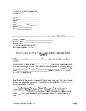 Conditional Release Lien  Form