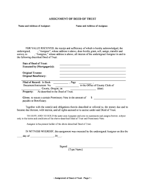 Assignment of Deed of Trust SEC Gov  Form