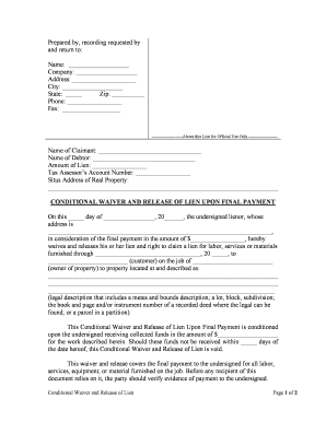 Oregon Lien  Form