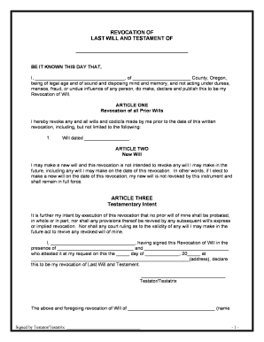 Oregon Revocation  Form