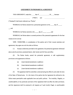 Prenuptial Premarital Agreement  Form
