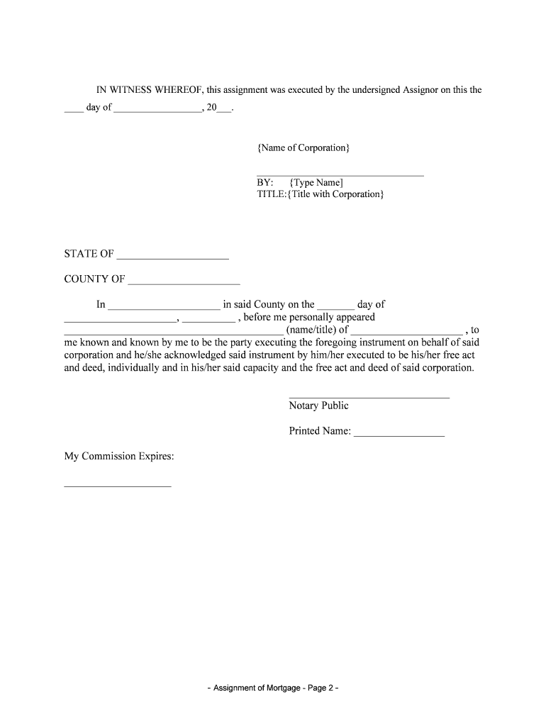 Rhode Island Assignment of Mortgage by Corporate Mortgage Holder  Form