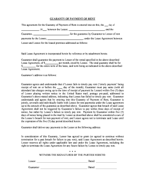 Rhode Island Guaranty or Guarantee of Payment of Rent  Form