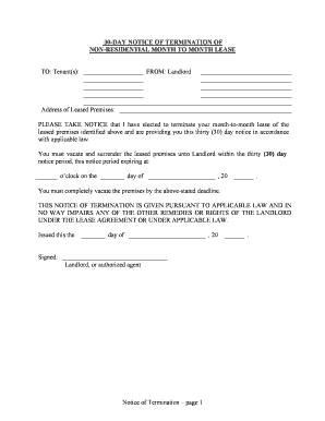 Terminate Lease Tenant  Form