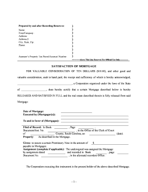 Sc Satisfaction Mortgage  Form