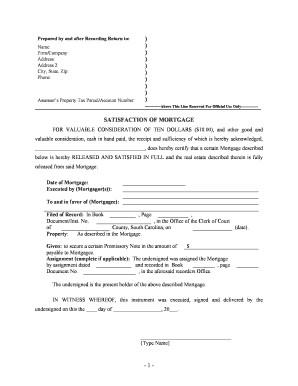 Sc Satisfaction Mortgage  Form