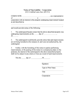 South Dakota Notice  Form