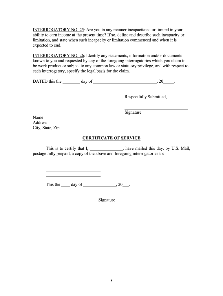 South Dakota Discovery Interrogatories for Divorce Proceeding for Either Plaintiff or Defendant  Form