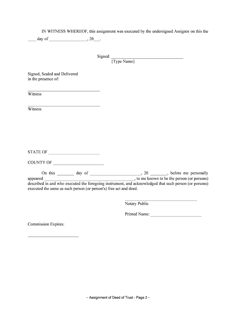 Tennessee Assignment of Deed of Trust by Individual Mortgage Holder  Form