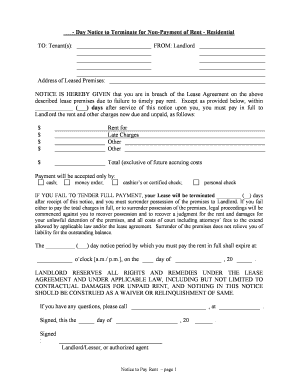 Non Payment Rent  Form