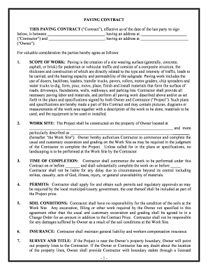 Texas Paving Contract for Contractor  Form