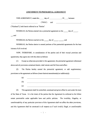 Tx Prenuptial Agreement  Form