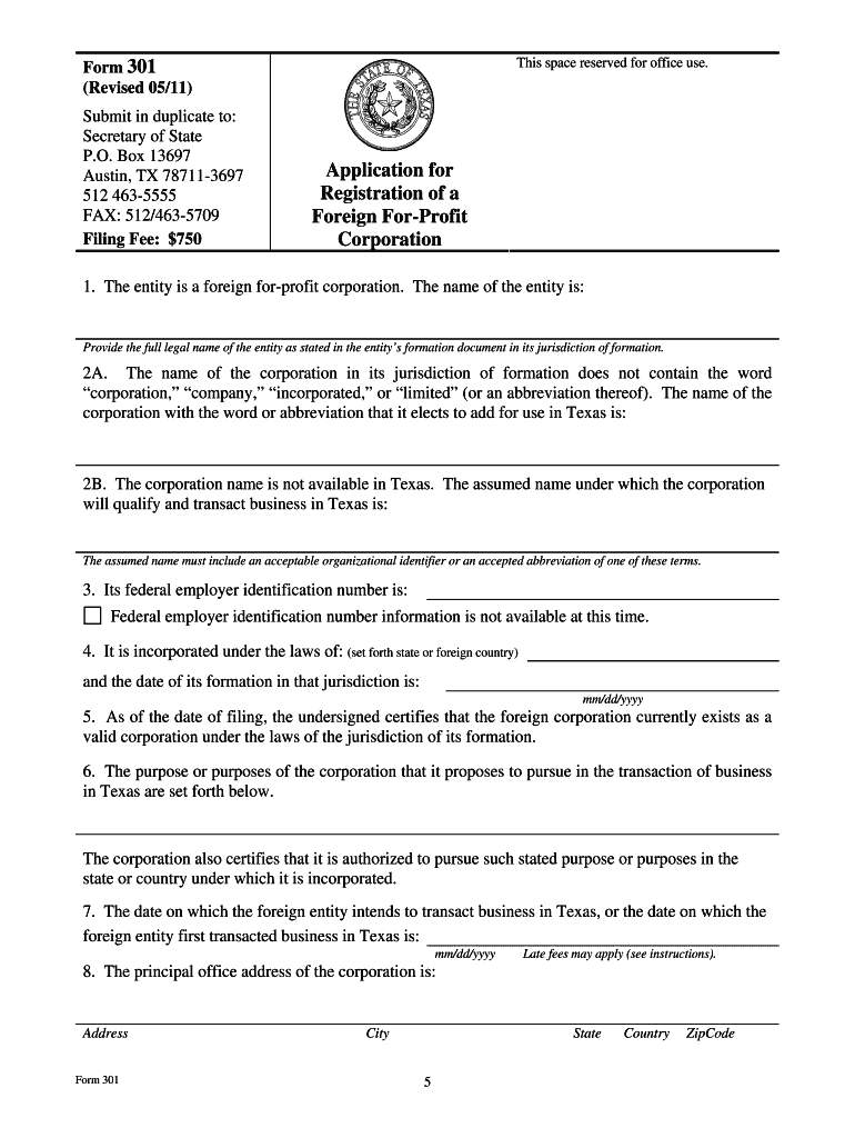 Texas Corporation Search  Form
