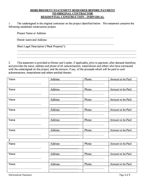 Texas Disbursement Form