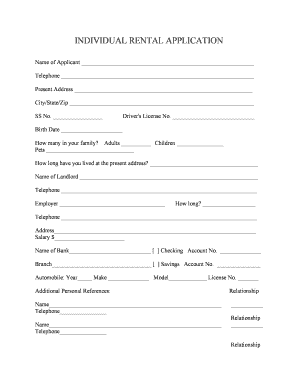 Rental Application  Form