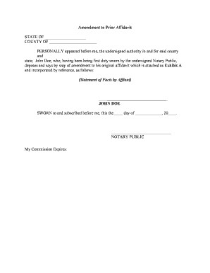 Amendment Affidavit  Form