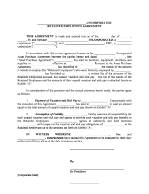 RETAINED EMPLOYEES AGREEMENT  Form