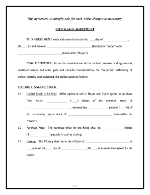 Agreement Stock  Form