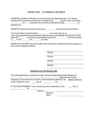 Dividend Resolution  Form