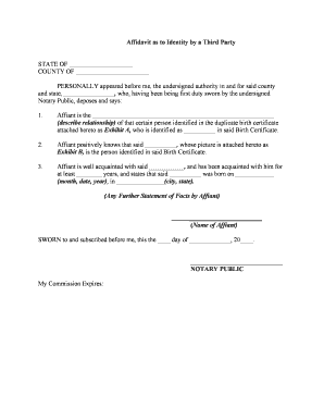 Affidavit Party  Form