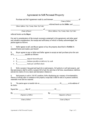 Agreement Personal Property  Form