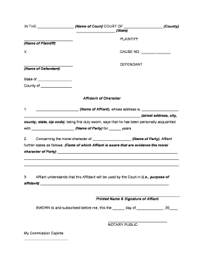 Character Form Template