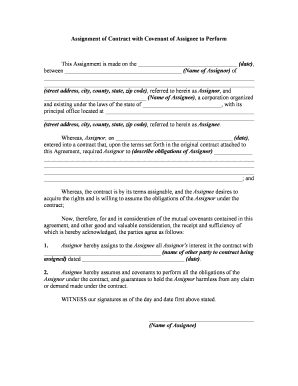 Assignment of Contract with Covenant of Assignee to Perform