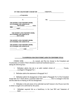 Answer and Counterclaim to Confirm Title  Form