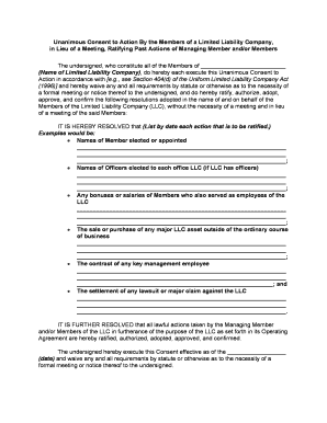 Consent Actions  Form