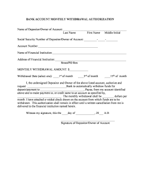 Bank Form Document
