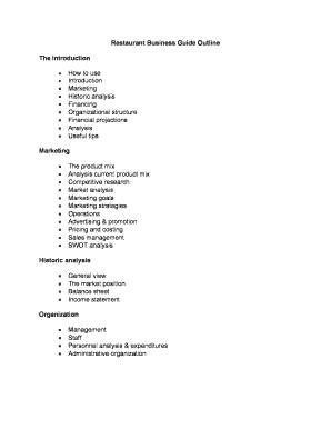 Sample of a SWOT Analysis for a RestaurantChron Com  Form