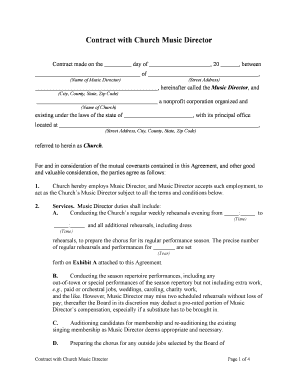 Fill and Sign the Contract Music Director Form
