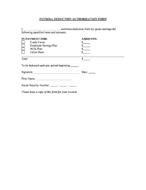 Payroll Deduction Form