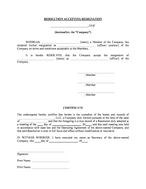 Resignation Form Template