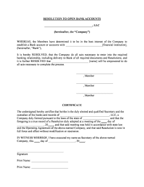 Resolution Open Bank  Form