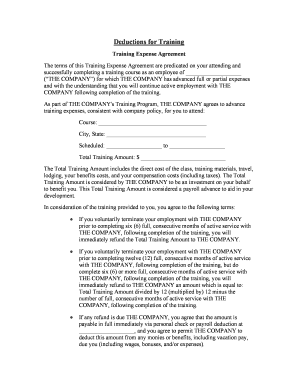 Fill and Sign the Training Agreement Contract Form