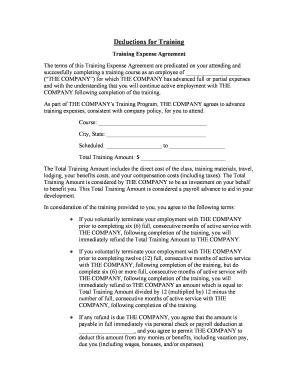 Training Agreement Contract  Form