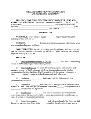 Consulting and Marketing Agreement Wireless Communications  Form