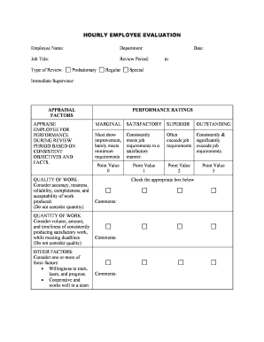 HOURLY EMPLOYEE EVALUATION  Form