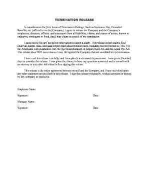 Letter of Severance Agreement and Release SEC Gov  Form