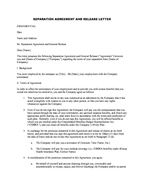 Fill and Sign the Confidential Separation Agreement and General Release of All Claims Form