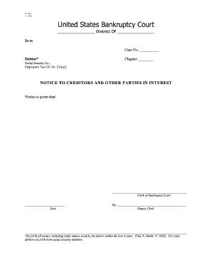 Notice Creditors Form