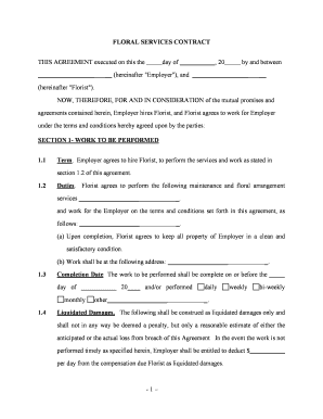 Florist Contract  Form