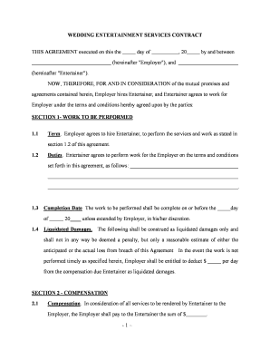 Wedding Services Contract  Form