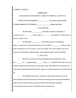 Innkeeper's Liability Pennsylvania  Form