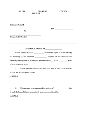 Interrogatories Personal Injury  Form