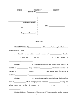 Complaint Court Civil  Form