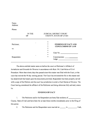 Utah Findings Conclusions Form
