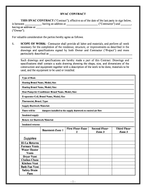 Virginia HVAC Contract for Contractor  Form